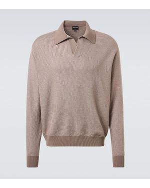 Giorgio Armani Polopullover Aus Einem Wollgemisch - Grau