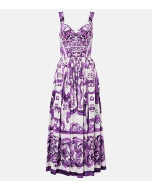 Dolce & Gabbana Maxikleid Majolica Aus Baumwollpopeline - Lila