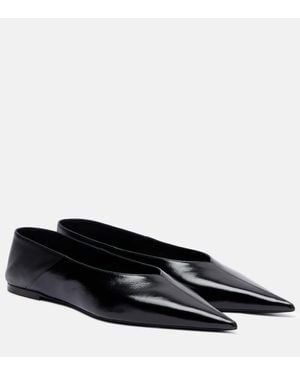 Saint Laurent Carolyn Leather Ballet Flats - Black