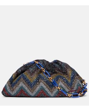 Missoni Schultertasche Medium Aus Haekelstrick Mit Pailletten - Blau