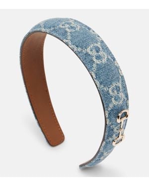 Gucci Gg Jacquard Denim Headband - Blue