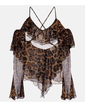 Blumarine Bedrucktes Top Aus Seide - Braun
