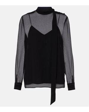 Gucci Bluse Aus Georgette - Schwarz