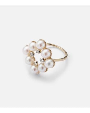 Mateo Ring Aus 14Kt Gelbgold Mit Diamanten Und Suesswasserperlen - Weiß