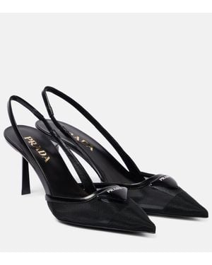 Prada Mesh Slingback Court Shoes - Black