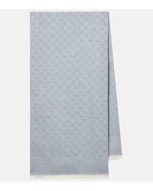 Gucci Schal Gg Aus Baumwolle, Wolle Und Seide - Grau