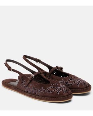 Jimmy Choo Amiee Embroidered Suede Espadrilles - Brown