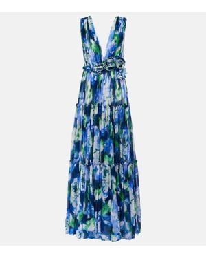 Costarellos Arella Floral Georgette Gown - Blue