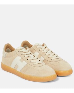 Hogan H647 Leather-Trimmed Suede Trainers - Metallic