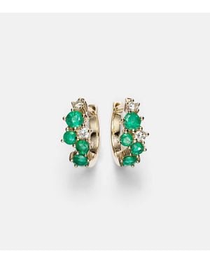 Sydney Evan X Wicked Emerald City 14Kt Huggies With Emeralds And Diamonds - White
