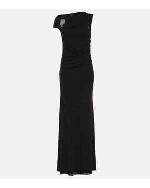 McQueen Abito lungo con cristalli - Nero