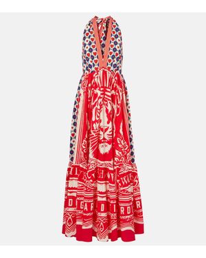 CAMILLA Halterneck Cotton Poplin Maxi Dress - Red