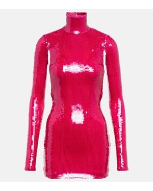 LAQUAN SMITH Miniabito Dolcevita Con Paillettes - Rosso