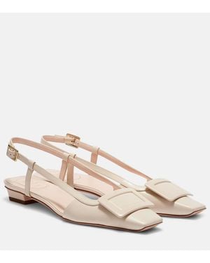 Roger Vivier Belle Vivier 25 Leather Ballet Flats - Natural