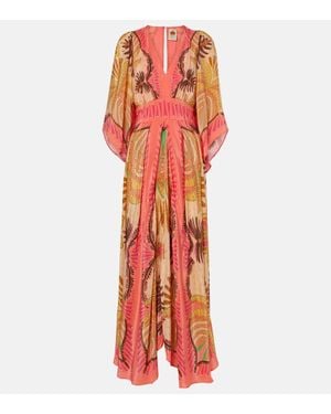 FARM Rio Abito Lungo Sand Palms Scarf Con Stampa - Arancione