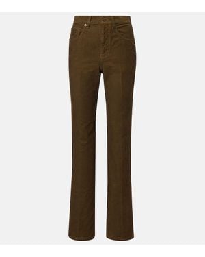 Saint Laurent Pantalones Anchos Clyde De Pana - Marrón