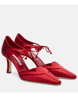 Manolo Blahnik Escarpins Orata 70 En Satin - Rouge