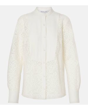 Veronica Beard Naya Embroidered Shirt - White