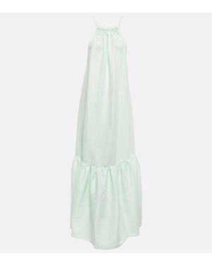 Asceno Ibiza Linen Maxi Dress - White