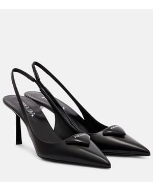 Prada Slingback-Pumps Aus Leder - Schwarz