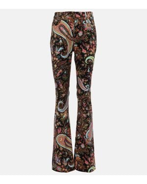 Etro Paisley High-Rise Flared Jeans - Black
