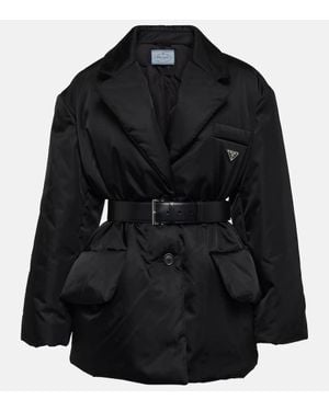 Prada Re-Nylon Belted Nylon-Down Jacket - Black