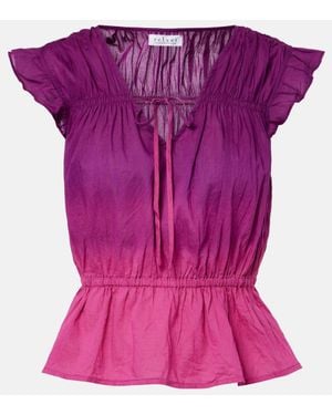 Velvet Kaia Gathered Cotton Top - Purple