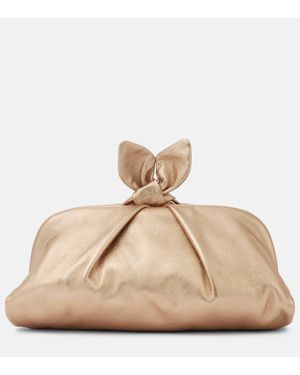 Aquazzura Bow Tie Leather Clutch - Natural