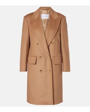 Max Mara Abrigo Cruzado Cosa De Pelo De Camello - Marrón