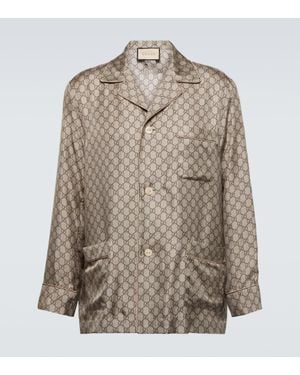 Gucci Gg Silk Shirt - Brown