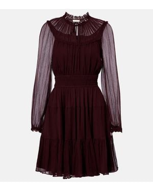Ulla Johnson Ava Tie-Neck Silk Chiffon Minidress - Red