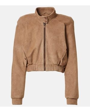 Magda Butrym Cropped-Bomberjacke Aus Veloursleder - Braun