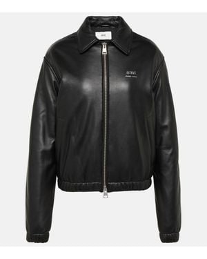 Ami Paris Leather Jacket - Black