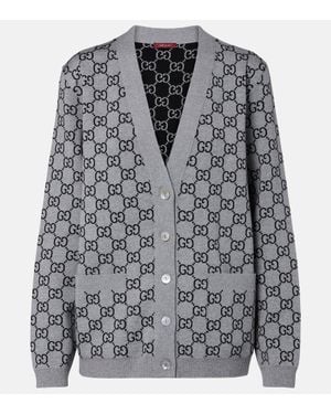 Gucci Cardigan Gg Aus Einem Wollgemisch - Grau