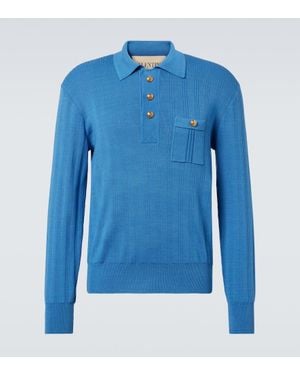 Valentino Polopullover Aus Rippstrick - Blau