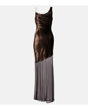 STAUD Beaton Asymmetric Maxi Dress - Brown