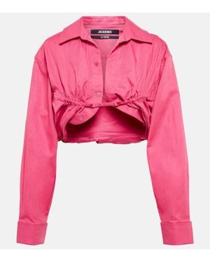 Jacquemus La Chemise Machou Crop Shirt - Pink