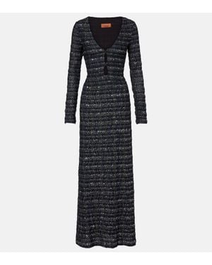 Missoni Maxikleid Aus Tweed Mit Pailletten - Schwarz