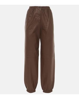 JOSEPH Leather Joggers - Brown