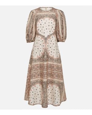 Zimmermann Day Bandana Linen Midi Dress - Natural