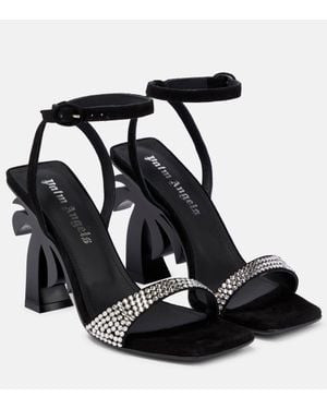 Palm Angels Palm Embellished Suede Sandals - Black