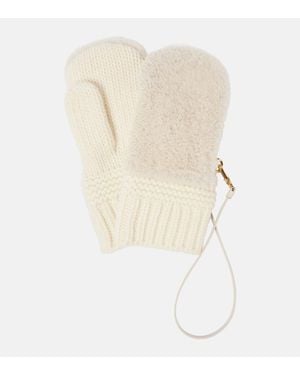 Miu Miu Shearling Gloves - White