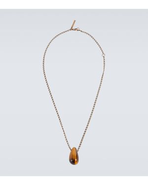 Dries Van Noten Tiger Eye Signet Necklace - Blue