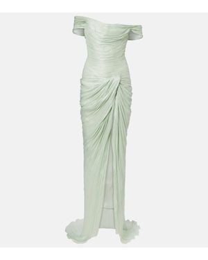 Marmar Halim Robe Asymetrique A Encolure Bardot - Vert