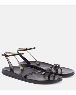 The Row Hugh Leather Sandals - Black