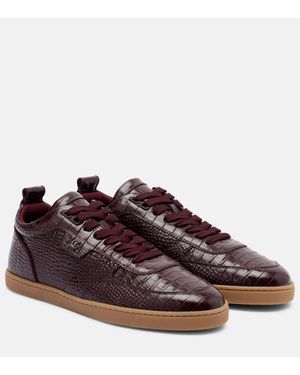 Christian Louboutin Tutti Rui Croc-Effect Leather Trainers - Brown