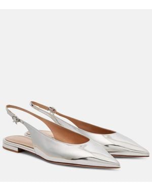 Gianvito Rossi Robbie Metallic Leather Slingback Flats - White
