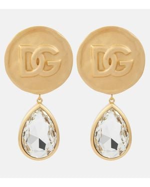 Dolce & Gabbana Orecchini Pendenti Dg Con Cristalli - Bianco