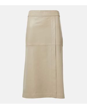 JOSEPH Leather Midi Skirt - Natural