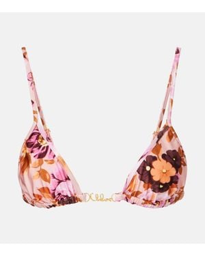 Chloé Logo Floral Bikini Top - Red
